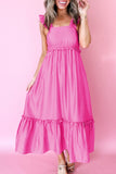 Ruffle Tiered High Waist Maxi Dress
