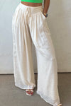 Tied Waist Pleated Wide Leg Pants