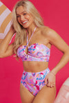 Floral Halter Neck High Waist Bikini