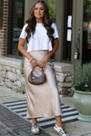 Satin High Waist Maxi Skirt