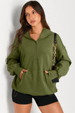 Olive Half Zipper Oversized Hoodie