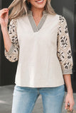 Floral Puff Sleeve V Neck Blouse