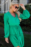 Kelli Green Frilly Puff Sleeve Dress