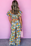 Floral Allover Shirred Cut Jumpsuit