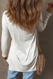 White Ribbed Button Up Tunic Cardigan