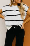 White Striped Batwing Sleeve Top