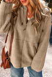 Khaki Fleece Zip Up Hooded Jacket