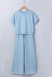 Blue Solid 2 Piece Outfit