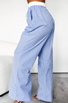 Stripe Wide Leg Buttoned Waist Pants