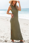 Olive Knit Sleeveless Maxi Dress