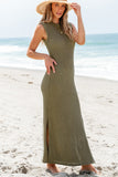 Olive Knit Sleeveless Maxi Dress