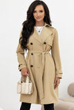 Khaki Lapel Collar Tied Waist Coat