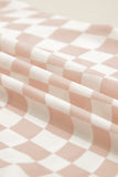 Checkered Crew Neck Mesh Top