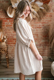 White Ruffled Puff Sleeve Dress