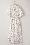 Floral Puff Sleeve Button Front Maxi Dress