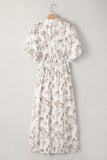 Floral Puff Sleeve Button Front Maxi Dress