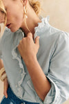 Stripe Frilled Button Up Blouse