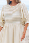 White Ruffled Puff Sleeve Dress