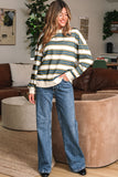Stripe Oversized Crew Neck Sweatshirt