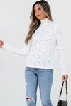 Lace Mock Neck Long Sleeve Top