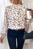 Leopard Print Lantern Sleeve Blouse