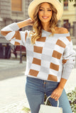 Checkered Ribbed Edge Sweater