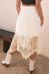 Lace Cascading Tiered Maxi Skirt