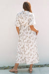 Floral Puff Sleeve Button Front Maxi Dress