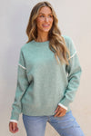 Jade Color Block Crewneck Sweater