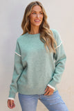 Jade Color Block Crewneck Sweater