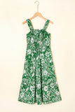 Floral Shirred Crop Top & High Waist Midi Skirt Set