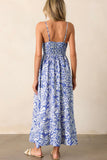 Floral Spaghetti Strap High Waist Maxi Dress