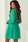 Kelli Green Frilly Puff Sleeve Dress