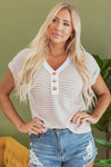 Khaki Stripe Buttoned Front Top