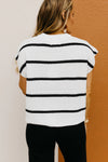 White Striped Batwing Sleeve Top