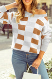 Checkered Ribbed Edge Sweater