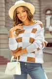 Checkered Ribbed Edge Sweater