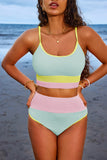 Mint Color Block High Waist Bikini