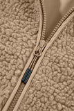 Khaki Fleece Zip Up Hooded Jacket