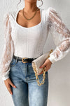 White Lace Bishop Sleeve Bodysuit