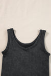 Black Ribbed Cropped Tank Top