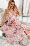 Floral V-Neck Empire Waist Maxi Dress