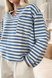 Stripe Buttoned Back V Neck Top