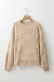 Checkered Sherpa Crew Neck Sweater