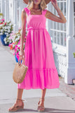 Ruffle Tiered High Waist Maxi Dress
