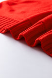 Red Merry Letter Embroidered High Neck Sweater