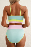 Mint Color Block High Waist Bikini