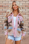 Pink Western Aztec Print Sherpa Jacket