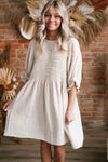 White Ruffled Puff Sleeve Dress