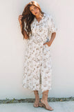Floral Puff Sleeve Button Front Maxi Dress